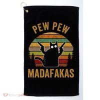 Pew Madafakas Pew Guns Funny Black Cat Golf Towel thumb 0