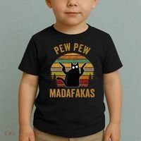Pew Madafakas Pew Guns Funny Black Cat Toddler T-Shirt thumb 2