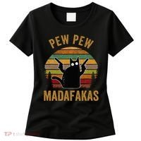 Pew Madafakas Pew Guns Funny Black Cat Women's T-Shirt thumb 0