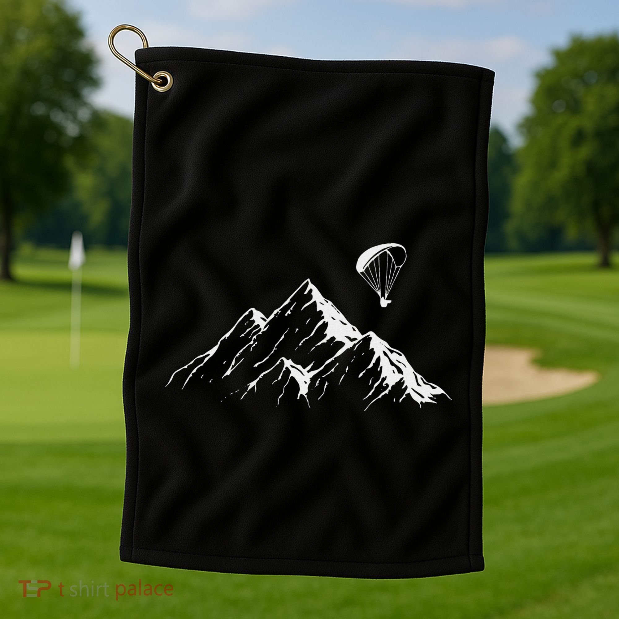 Paraglider Mountains Parachute Paragliding Lover Fun Golf Towel
