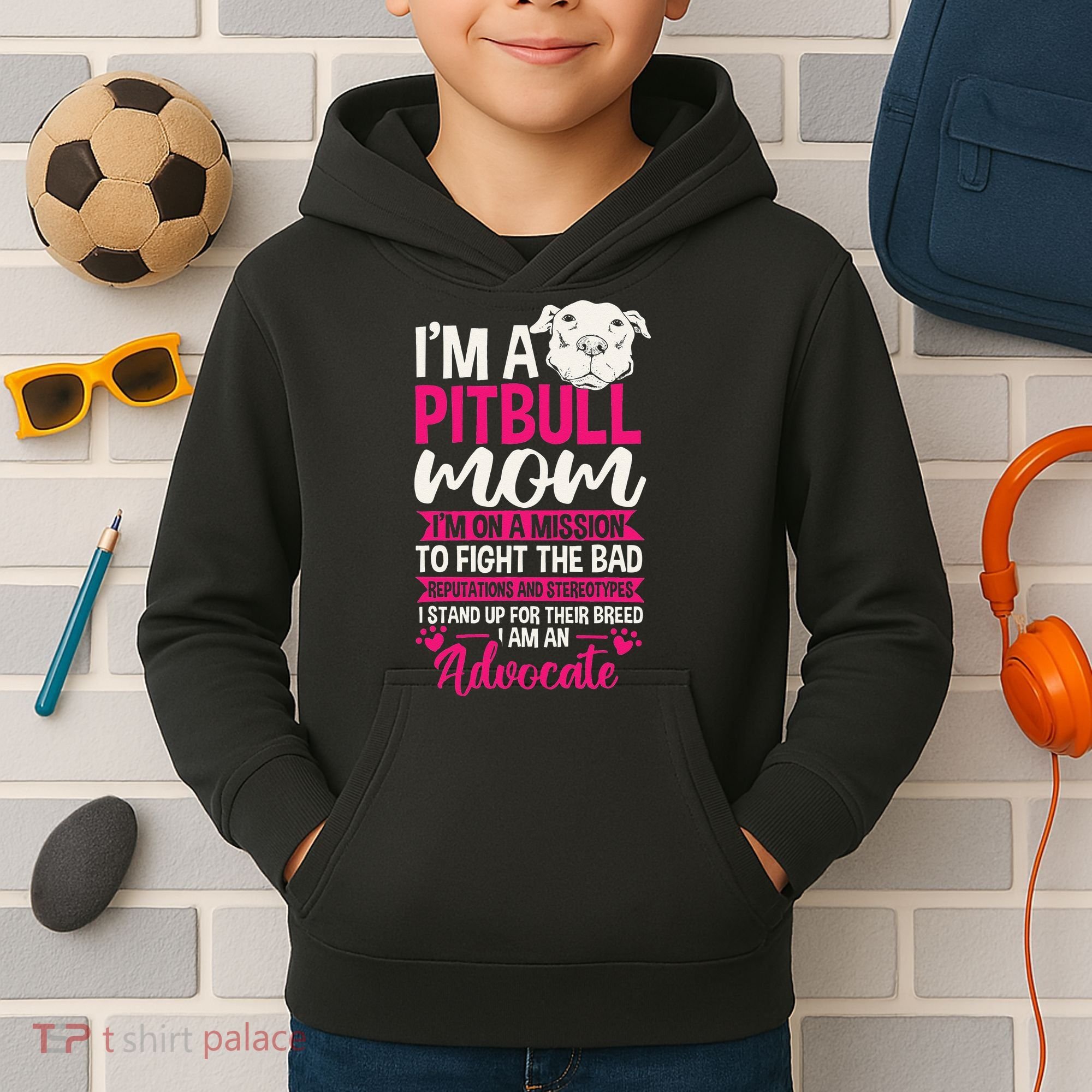 Pitbull Mom Pit Bull Terrier Mommy Pibble Mother's Day Kids Hoodie