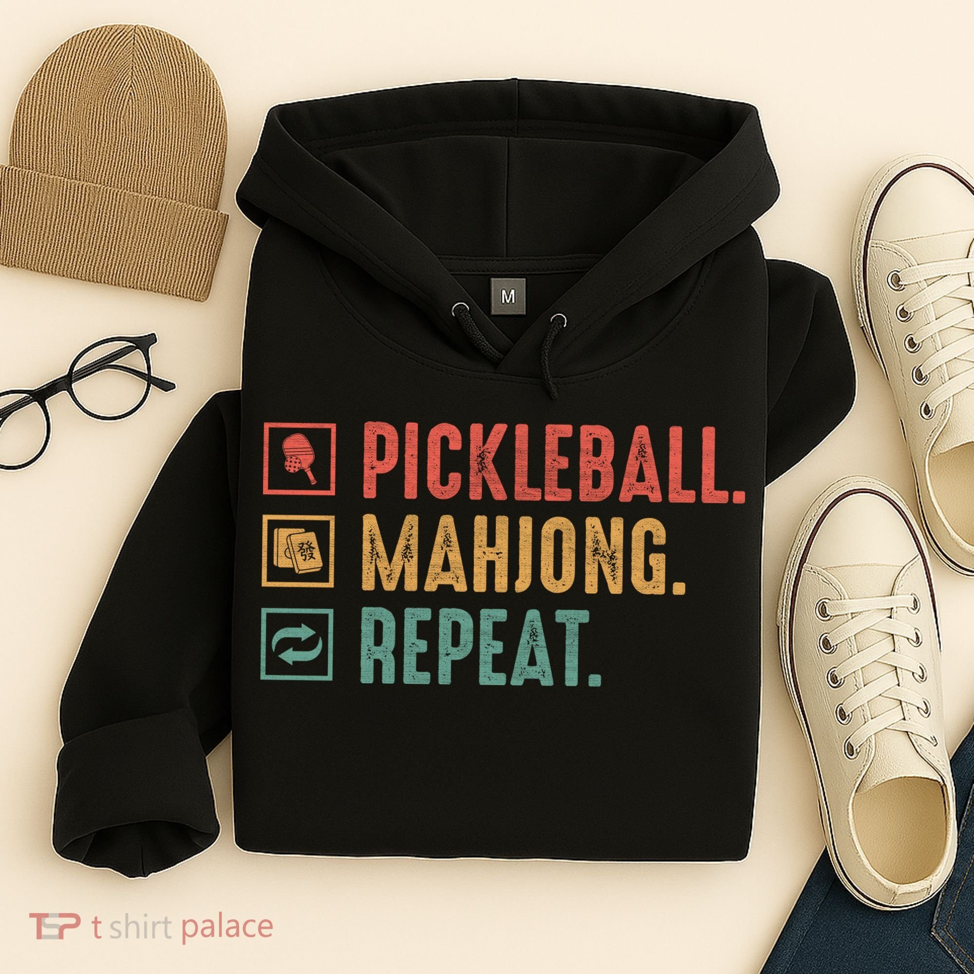 Pickleball Mahjong Repeat Hoodie