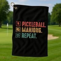 Pickleball Mahjong Repeat Golf Towel thumb 1