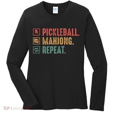 Pickleball Mahjong Repeat Women's Long Sleeve Shirt