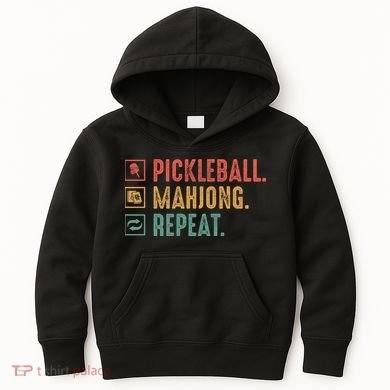 Pickleball Mahjong Repeat Kids Hoodie
