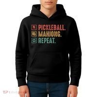 Pickleball Mahjong Repeat Kids Hoodie thumb 4