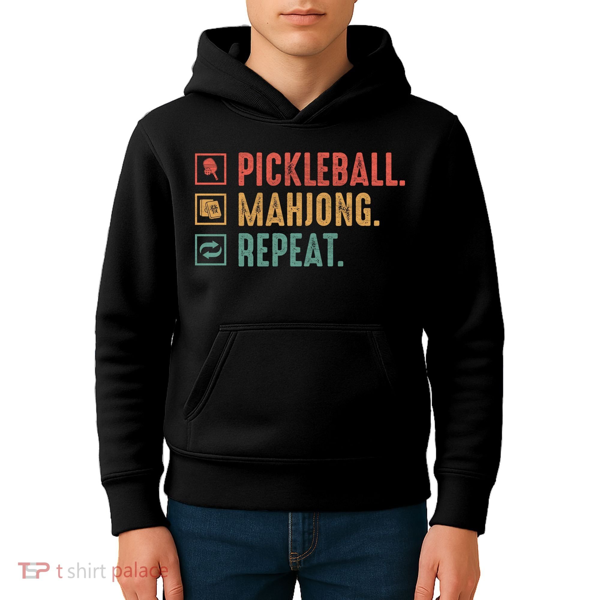 Pickleball Mahjong Repeat Kids Hoodie