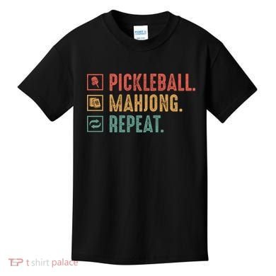 Pickleball Mahjong Repeat Kids T-Shirt