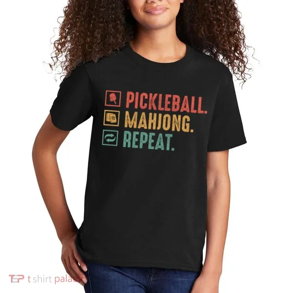 Pickleball Mahjong Repeat Kids T-Shirt