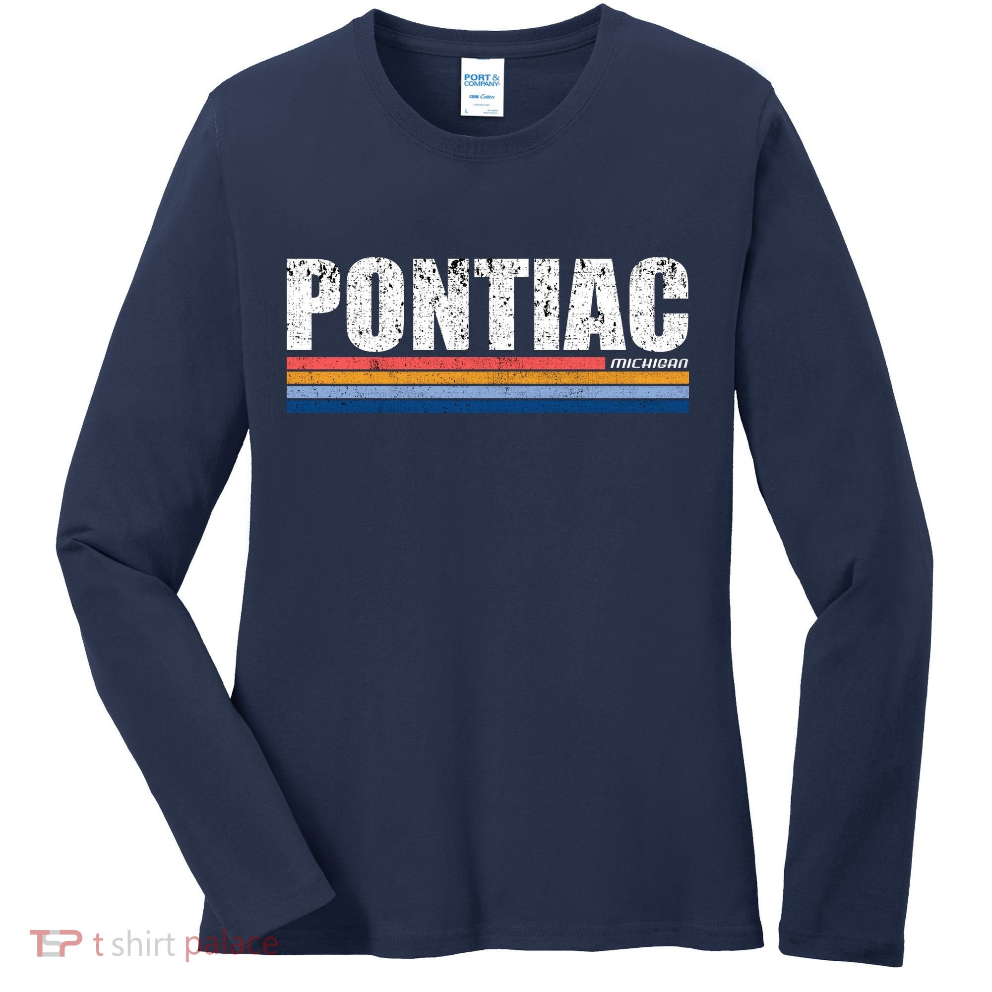 Pontiac Michigan Retro Women's Long Sleeve Shirt