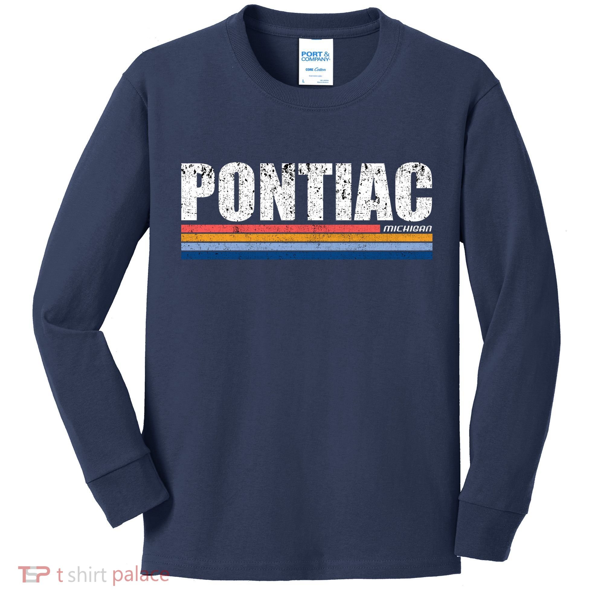 Pontiac Michigan Retro Kids Long Sleeve Shirt