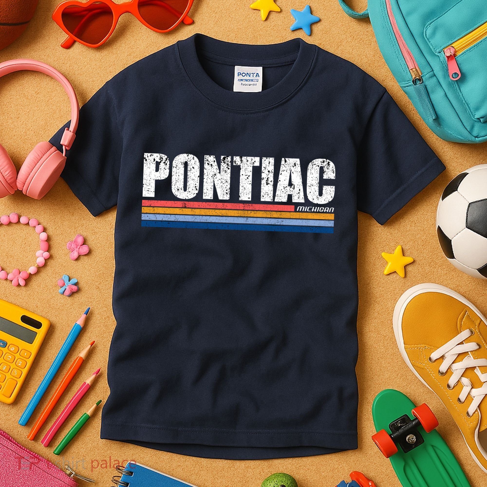 Pontiac Michigan Retro Kids T-Shirt