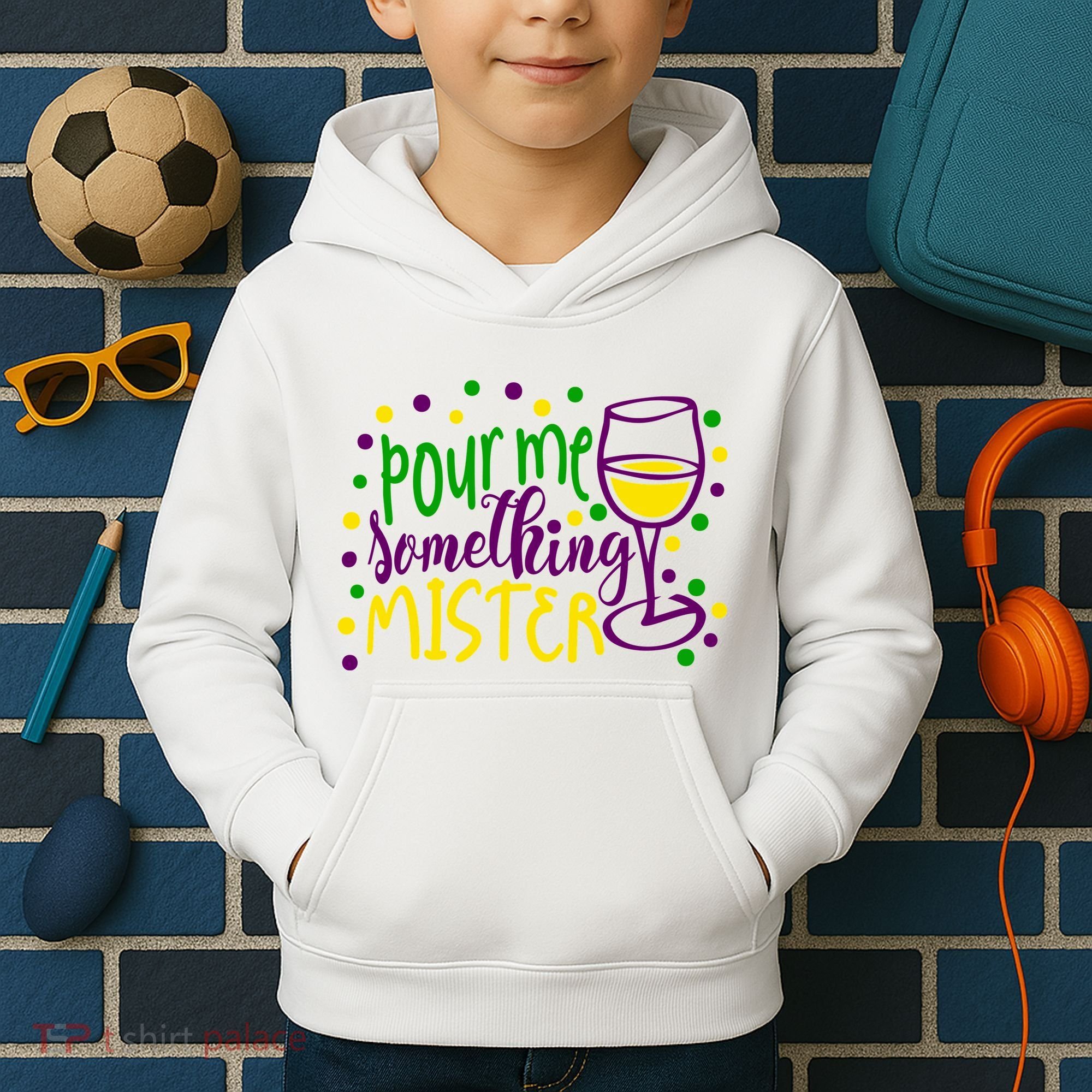 Pour Me Something Mister Mardi Gras Party Kids Hoodie