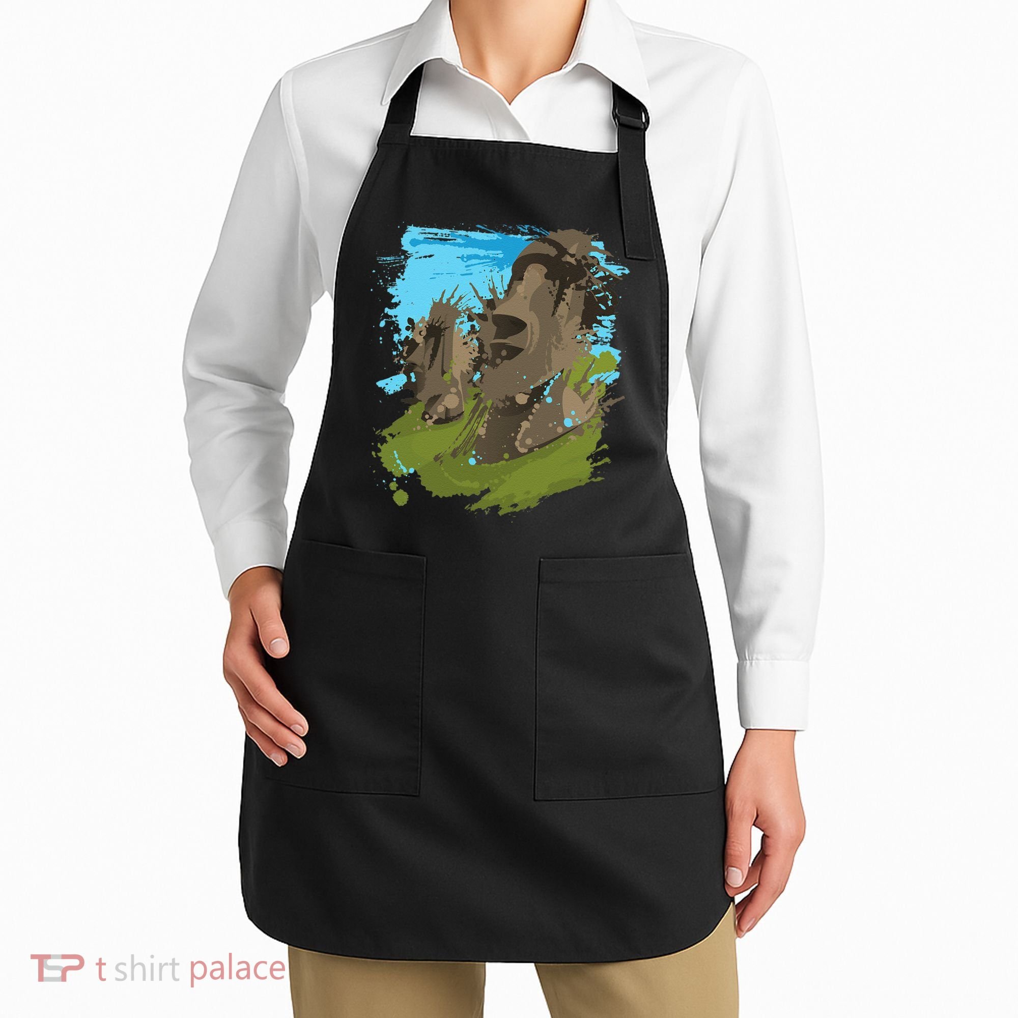 Polynesian, Moai Statue Easter Island By Zany Brainy Apron