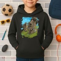 Polynesian, Moai Statue Easter Island By Zany Brainy Kids Hoodie thumb 2