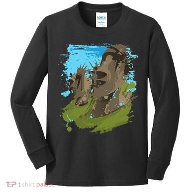 Polynesian, Moai Statue Easter Island By Zany Brainy Kids Long Sleeve Shirt