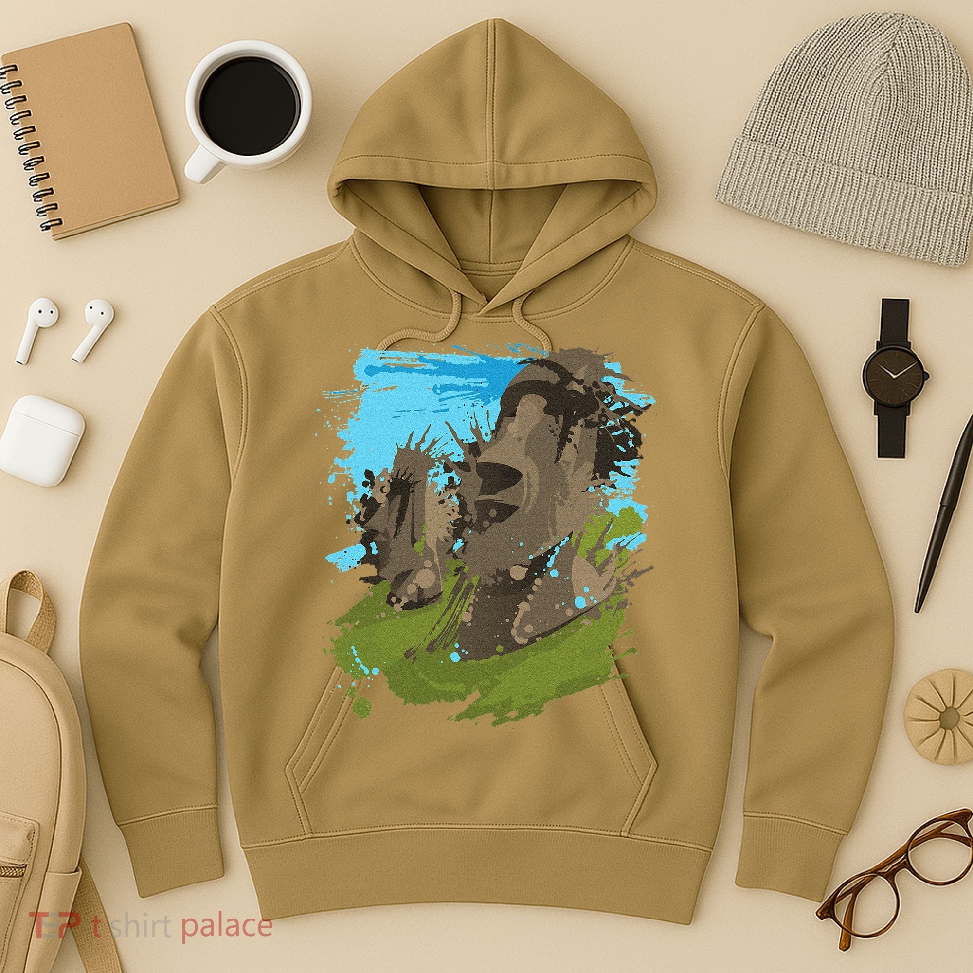 Polynesian, Moai Statue Easter Island By Zany Brainy Hoodie