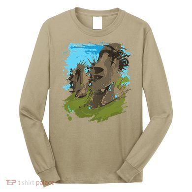 Polynesian, Moai Statue Easter Island By Zany Brainy Long Sleeve Shirt