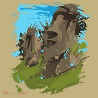 Polynesian, Moai Statue Easter Island By Zany Brainy Polo thumb 2