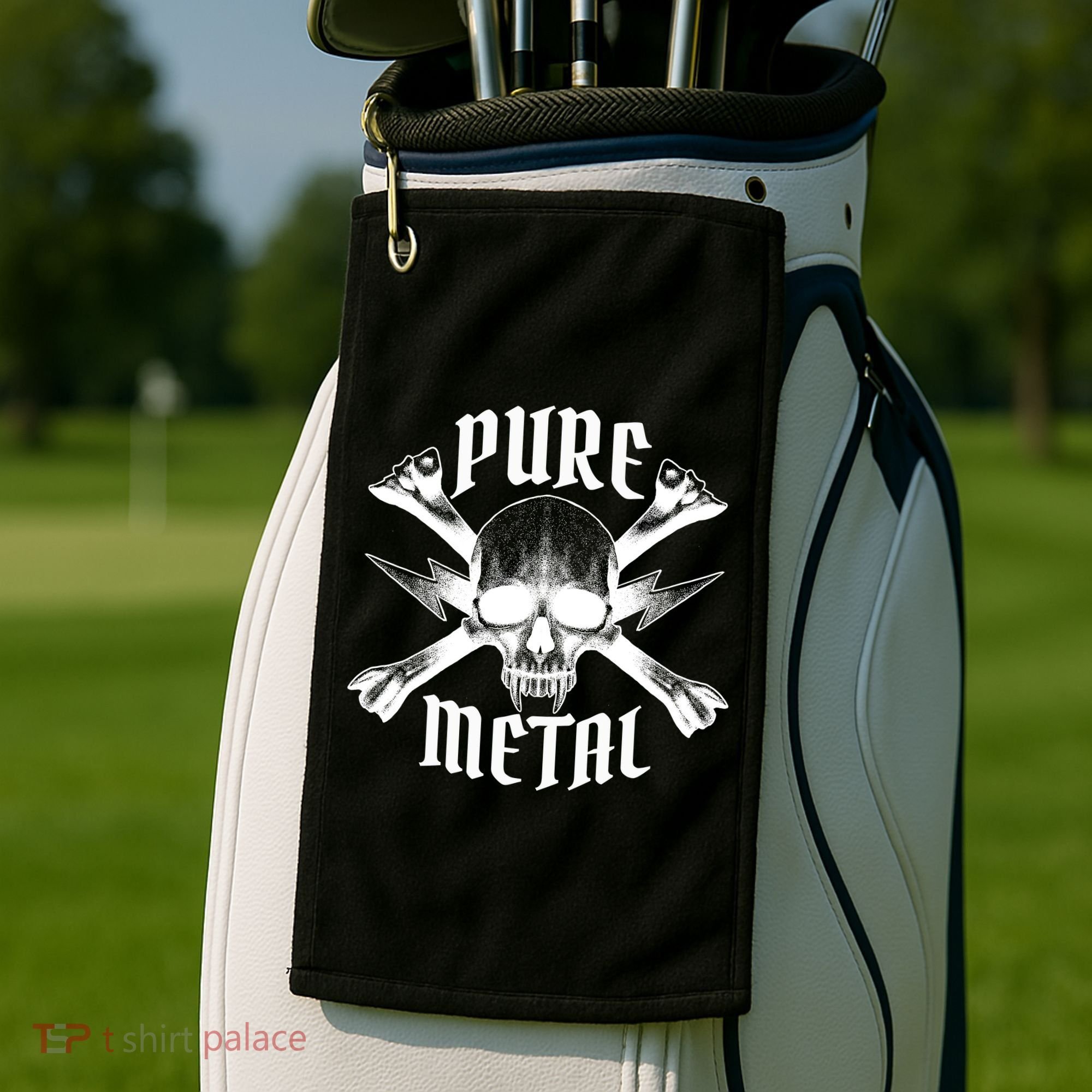 Pure Metal Skull Bone Golf Towel