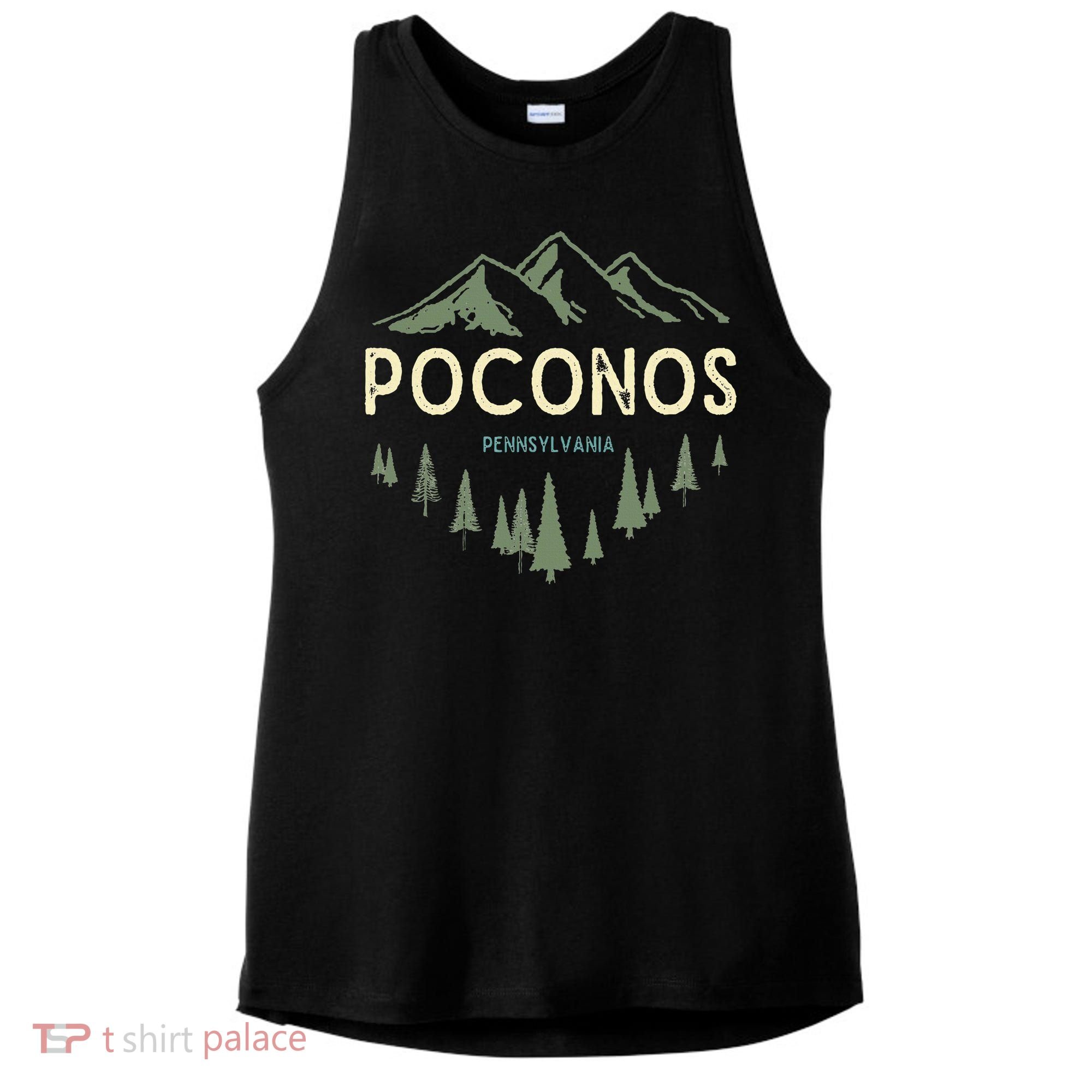Pocono Mountains Souvenir Poconos Pennsylvania Ladies PosiCharge Tri-Blend Wicking Tank