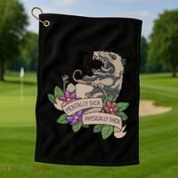 Possum Mentally Sick Physically Thick Golf Towel thumb 1
