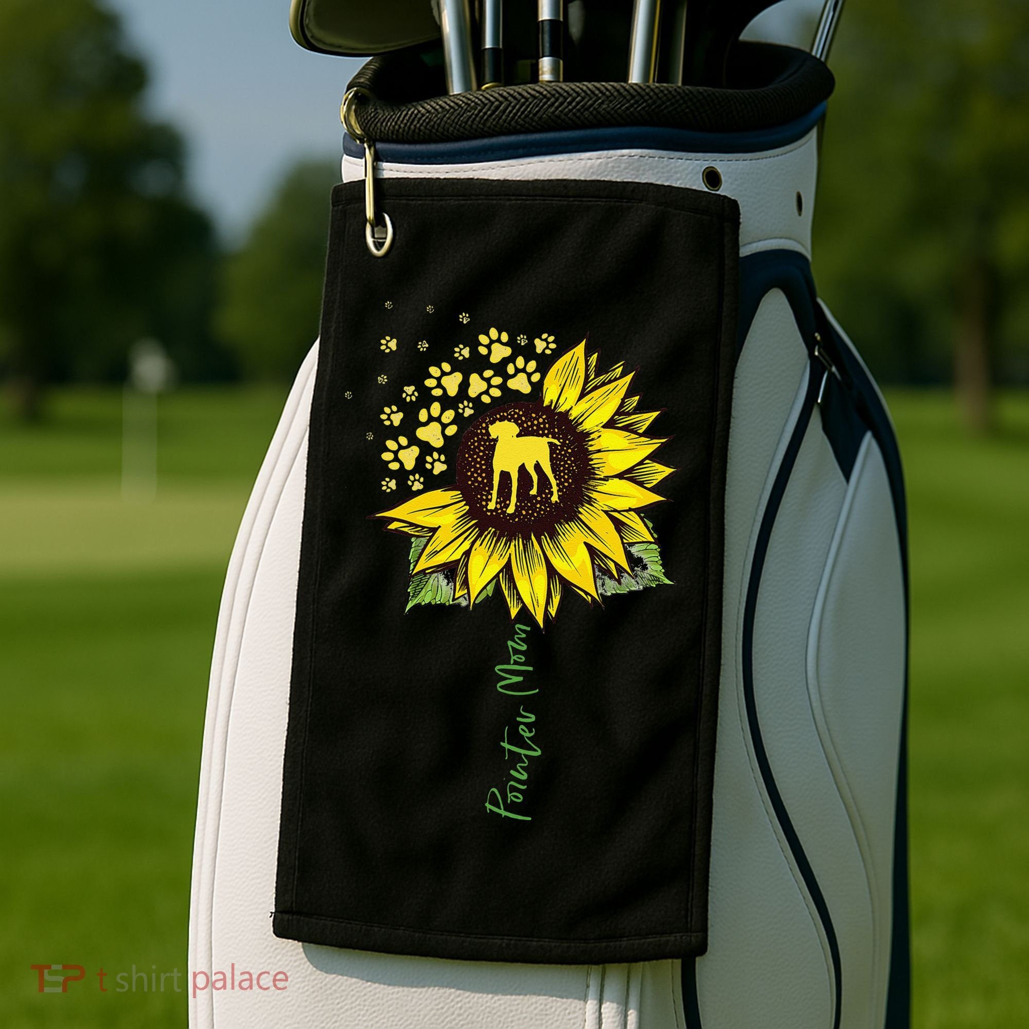 Pointer Mom Sunflower German Shorthaired Pointer Gifts Dog Golf Towel