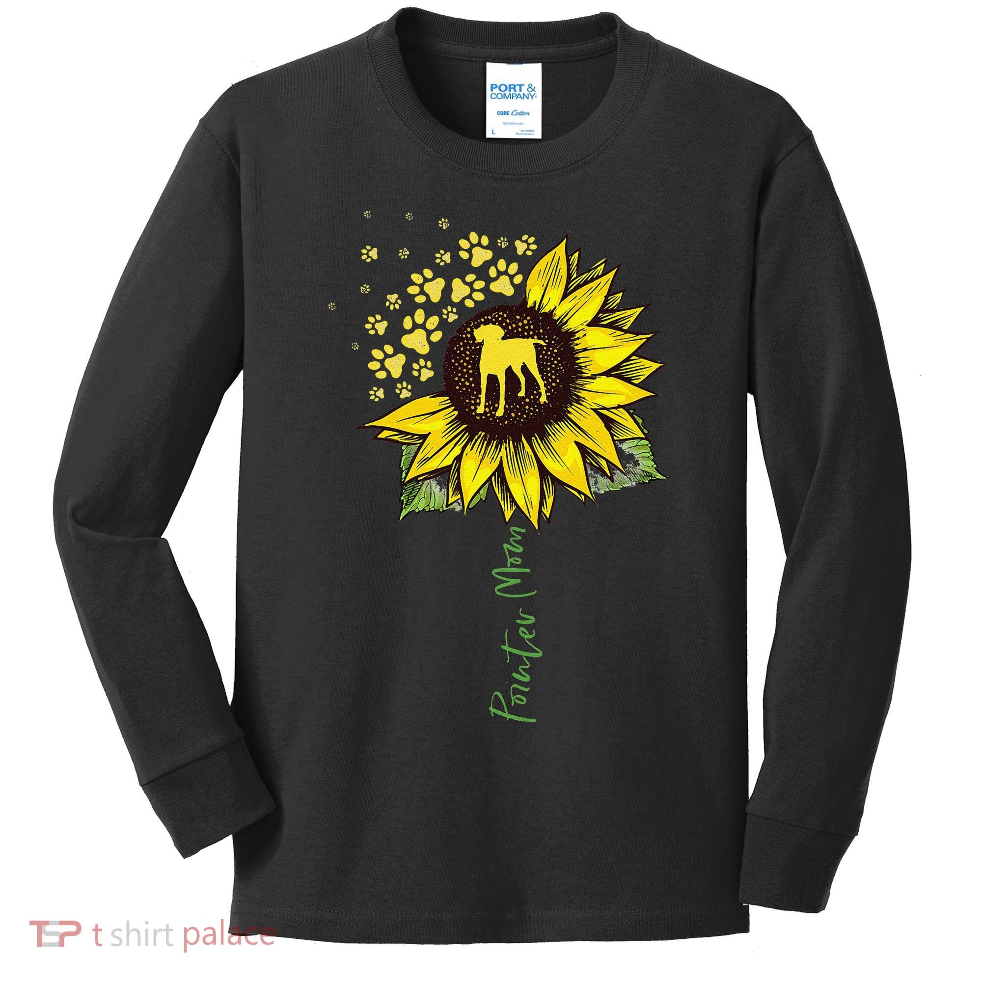 Pointer Mom Sunflower German Shorthaired Pointer Gifts Dog Kids Long Sleeve Shirt