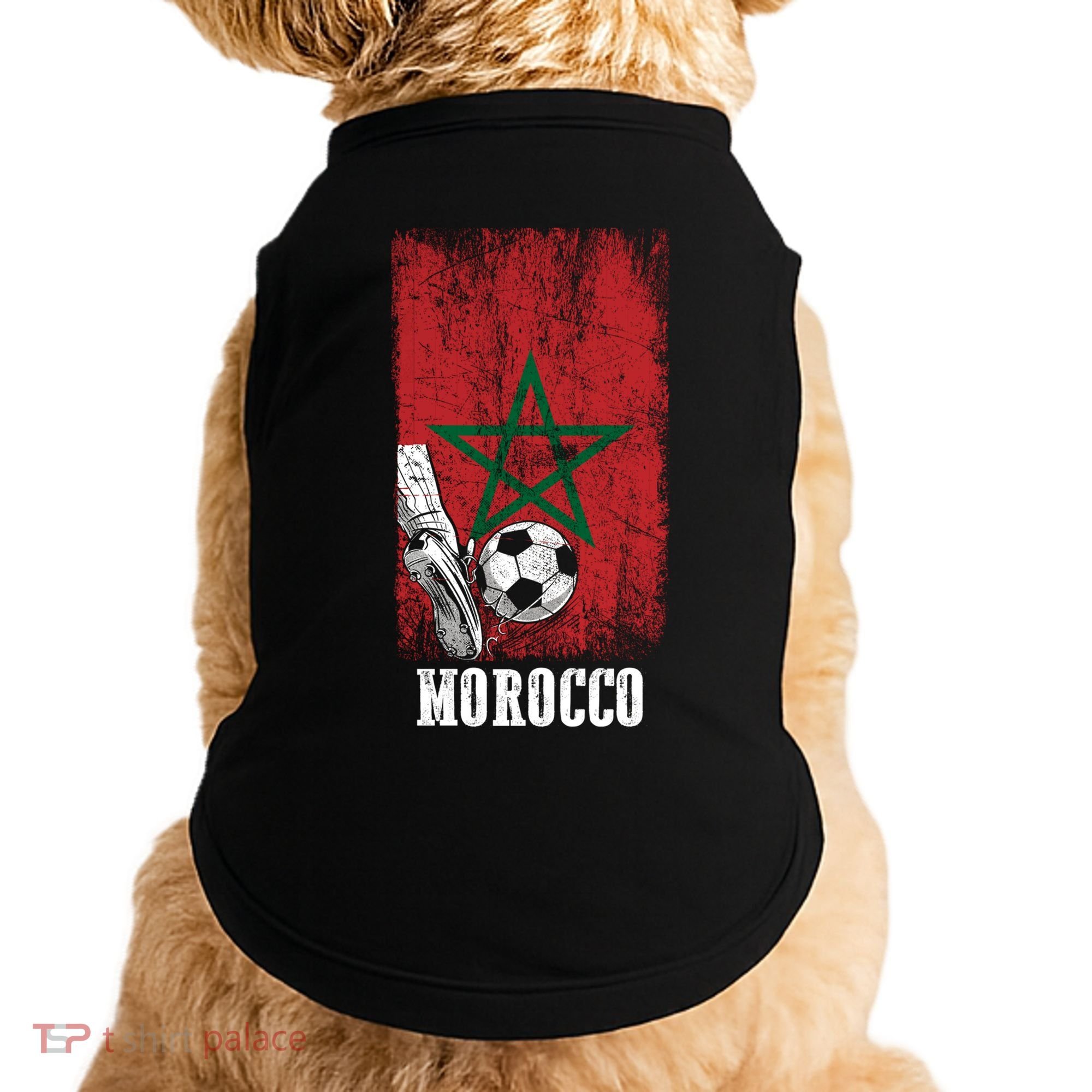 Patriotic Moroccan Soccer Player Morocco Flag Soccer Ball Gift Doggie Tank