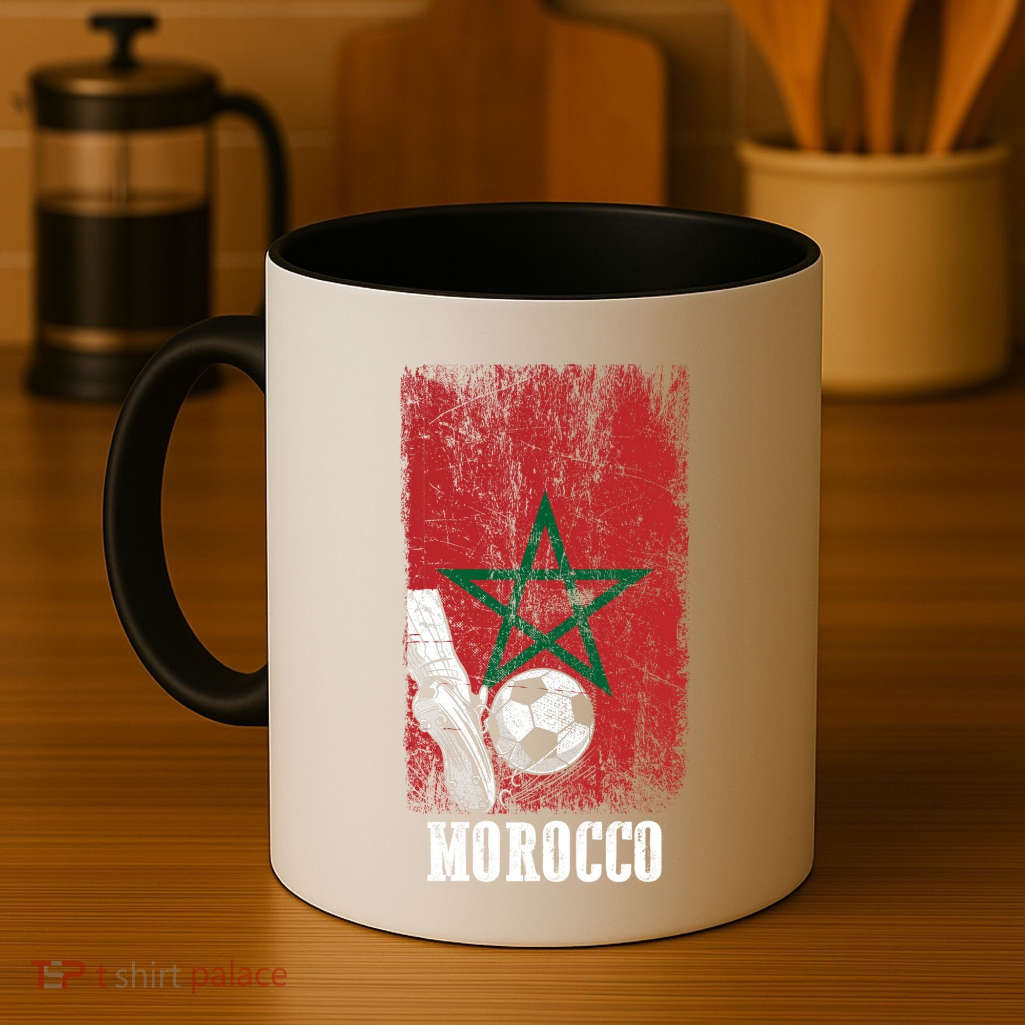 Patriotic Moroccan Soccer Player Morocco Flag Soccer Ball Gift Coffee Mug