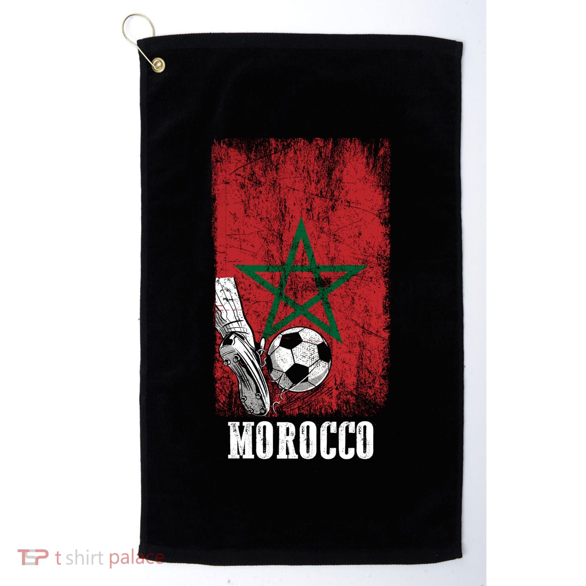 Patriotic Moroccan Soccer Player Morocco Flag Soccer Ball Gift Golf Towel