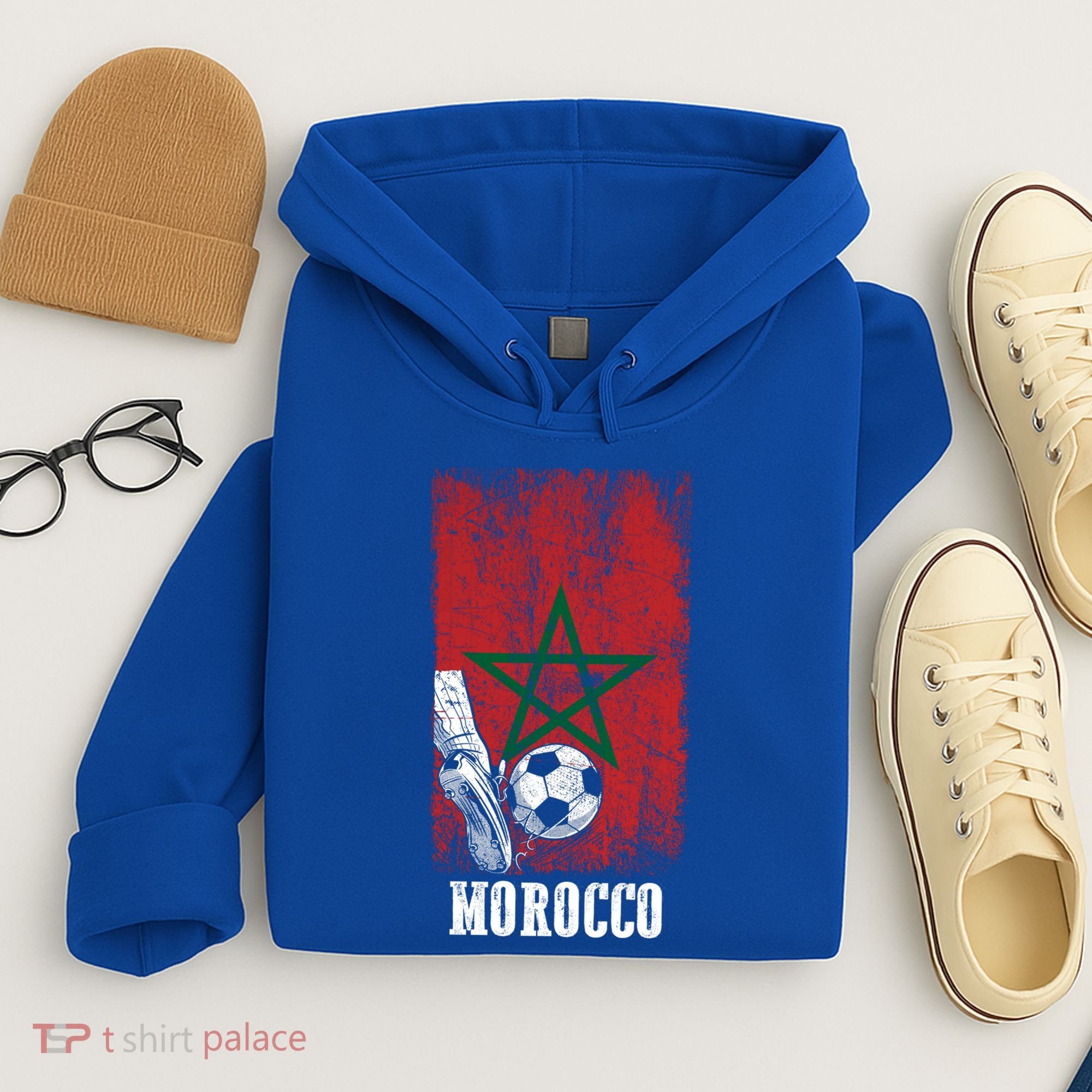 Patriotic Moroccan Soccer Player Morocco Flag Soccer Ball Gift Hoodie
