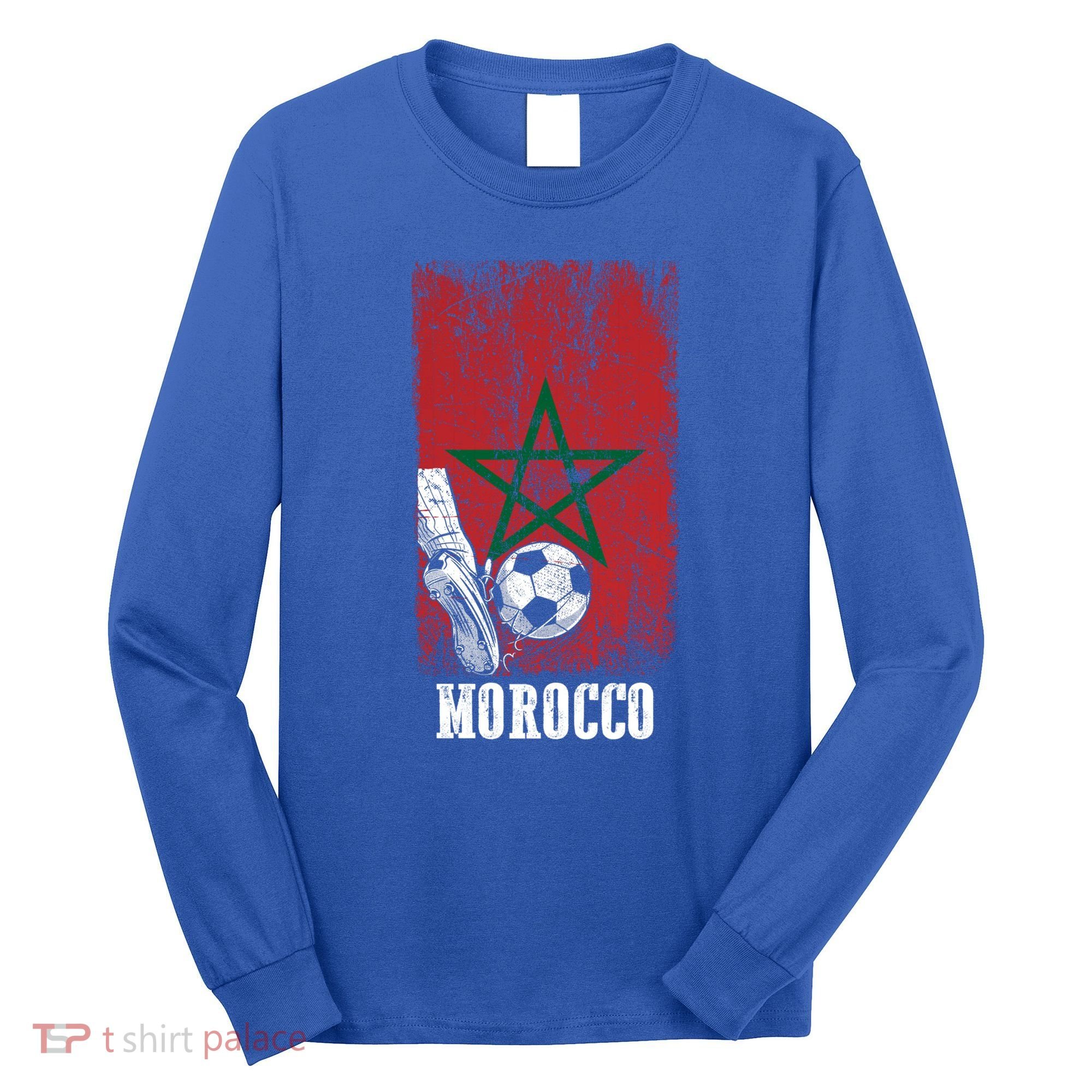 Patriotic Moroccan Soccer Player Morocco Flag Soccer Ball Gift Long Sleeve Shirt