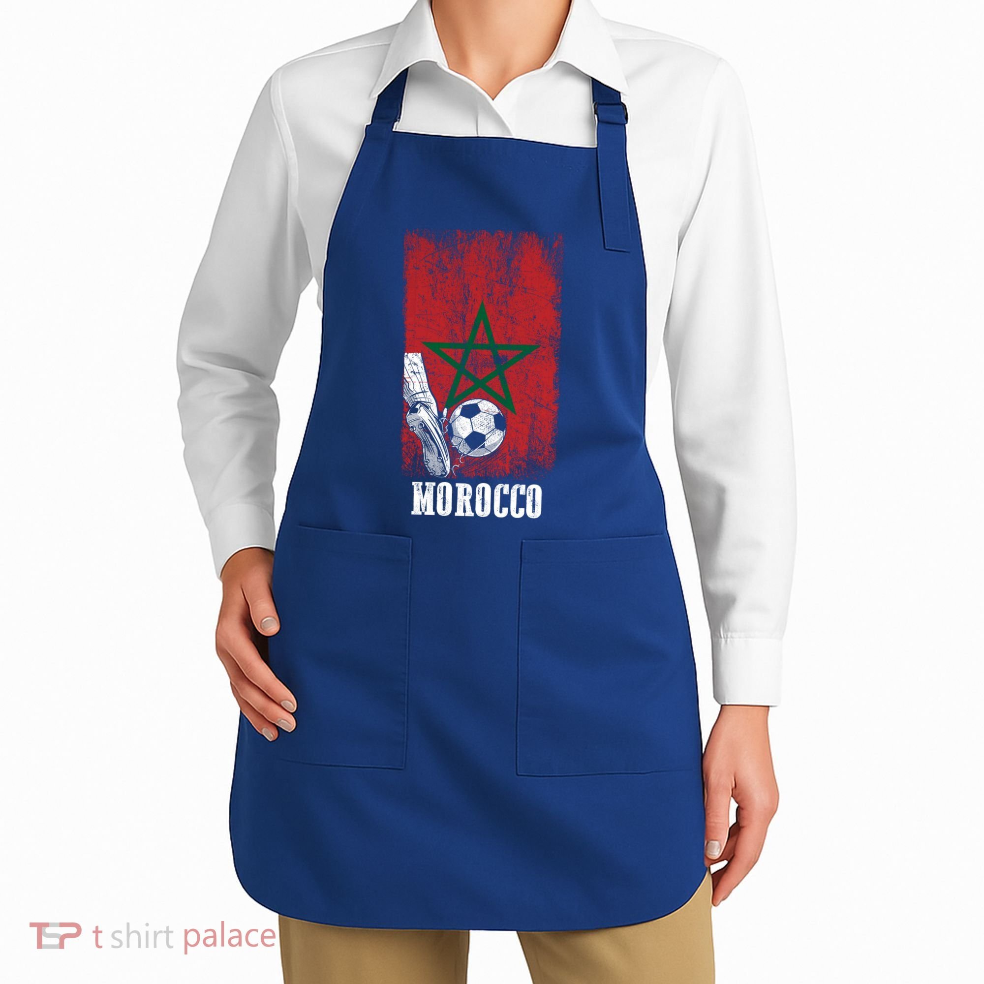 Patriotic Moroccan Soccer Player Morocco Flag Soccer Ball Gift Apron