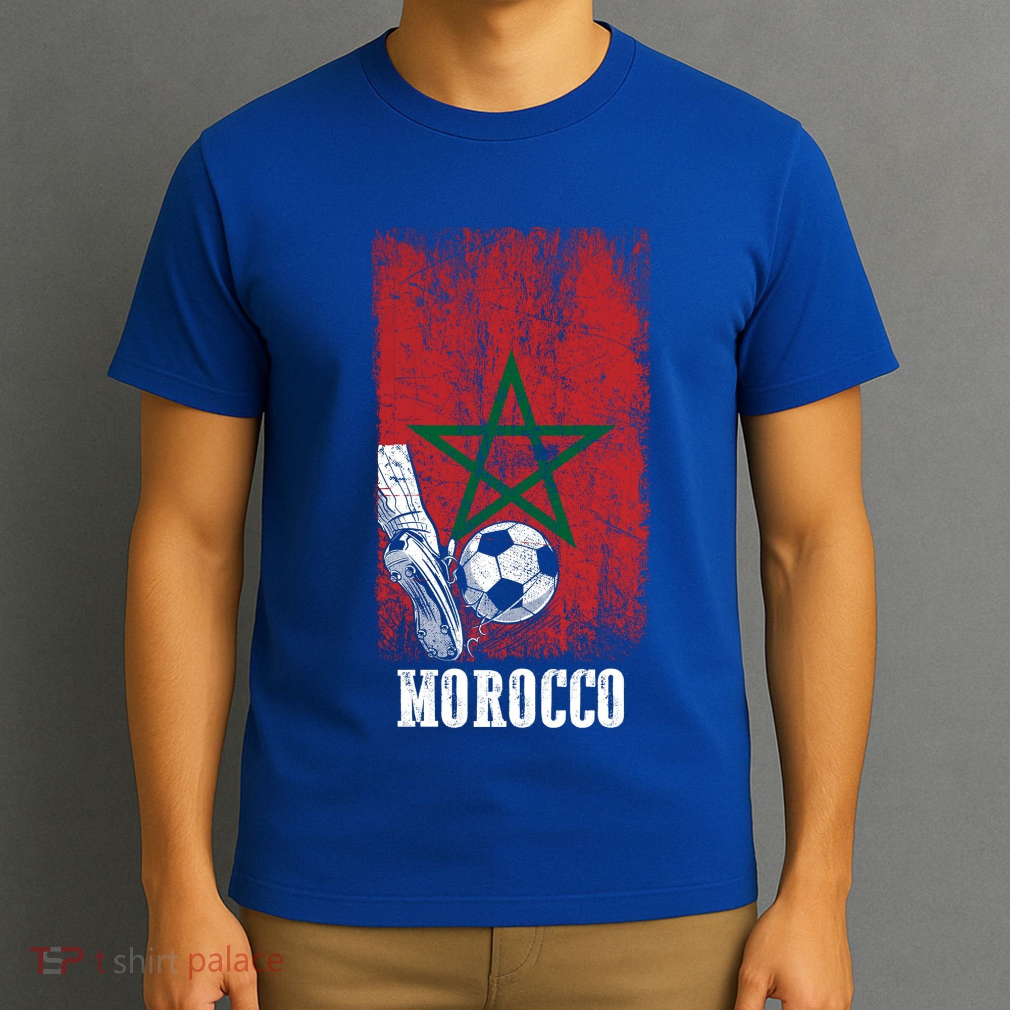 Patriotic Moroccan Soccer Player Morocco Flag Soccer Ball Gift T-Shirt