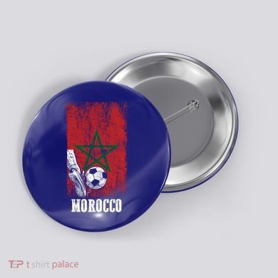 Patriotic Moroccan Soccer Player Morocco Flag Soccer Ball Gift Button