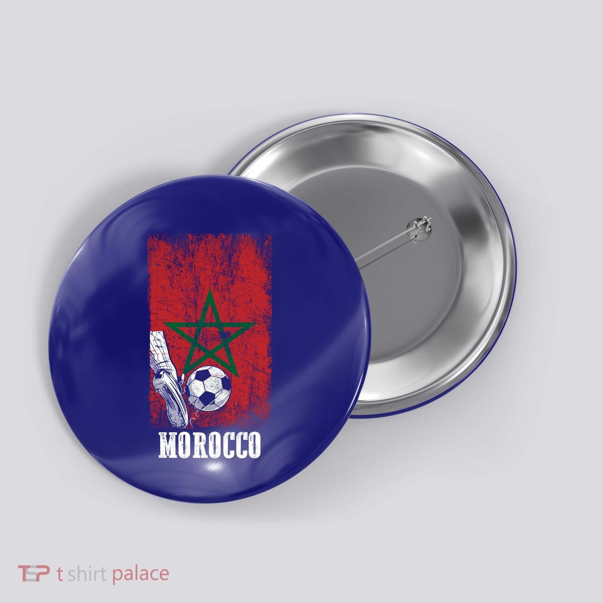 Patriotic Moroccan Soccer Player Morocco Flag Soccer Ball Gift Button