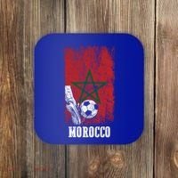 Patriotic Moroccan Soccer Player Morocco Flag Soccer Ball Gift Coaster thumb 0