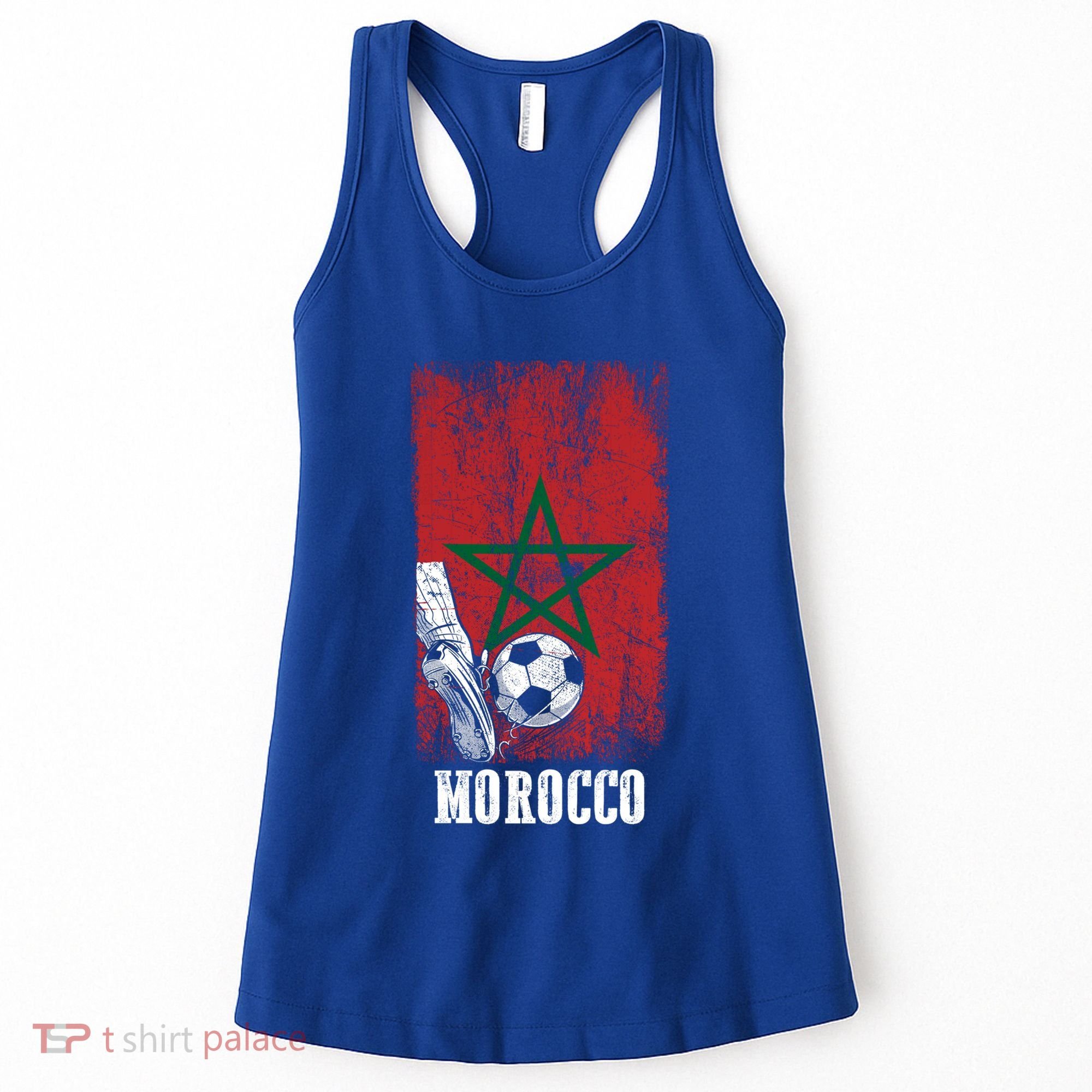Patriotic Moroccan Soccer Player Morocco Flag Soccer Ball Gift Women's Tank Top