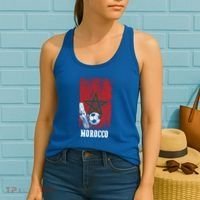 Patriotic Moroccan Soccer Player Morocco Flag Soccer Ball Gift Women's Tank Top thumb 2