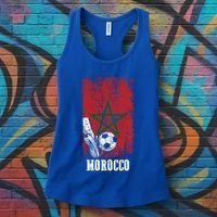 Patriotic Moroccan Soccer Player Morocco Flag Soccer Ball Gift Women's Tank Top thumb 3