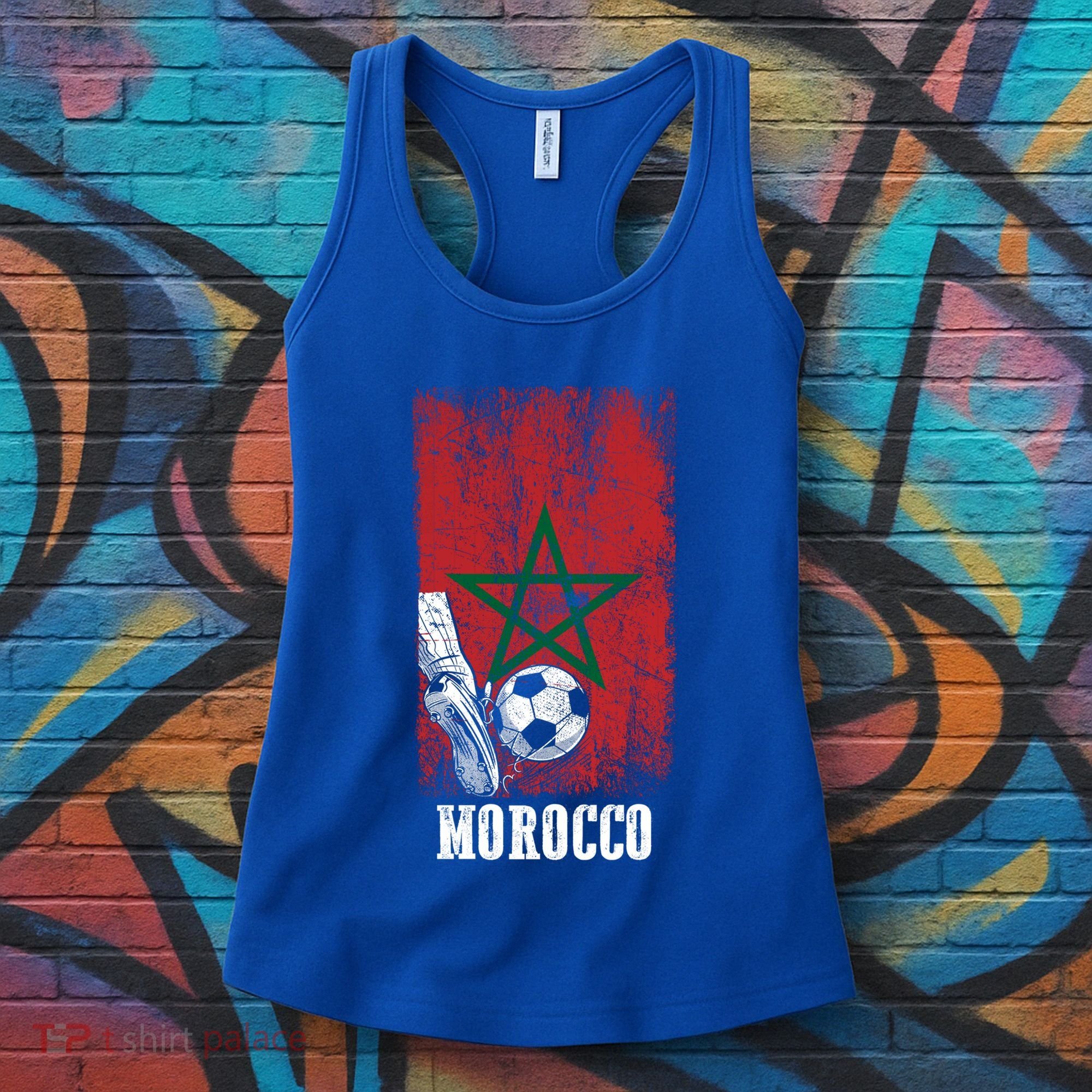 Patriotic Moroccan Soccer Player Morocco Flag Soccer Ball Gift Women's Tank Top