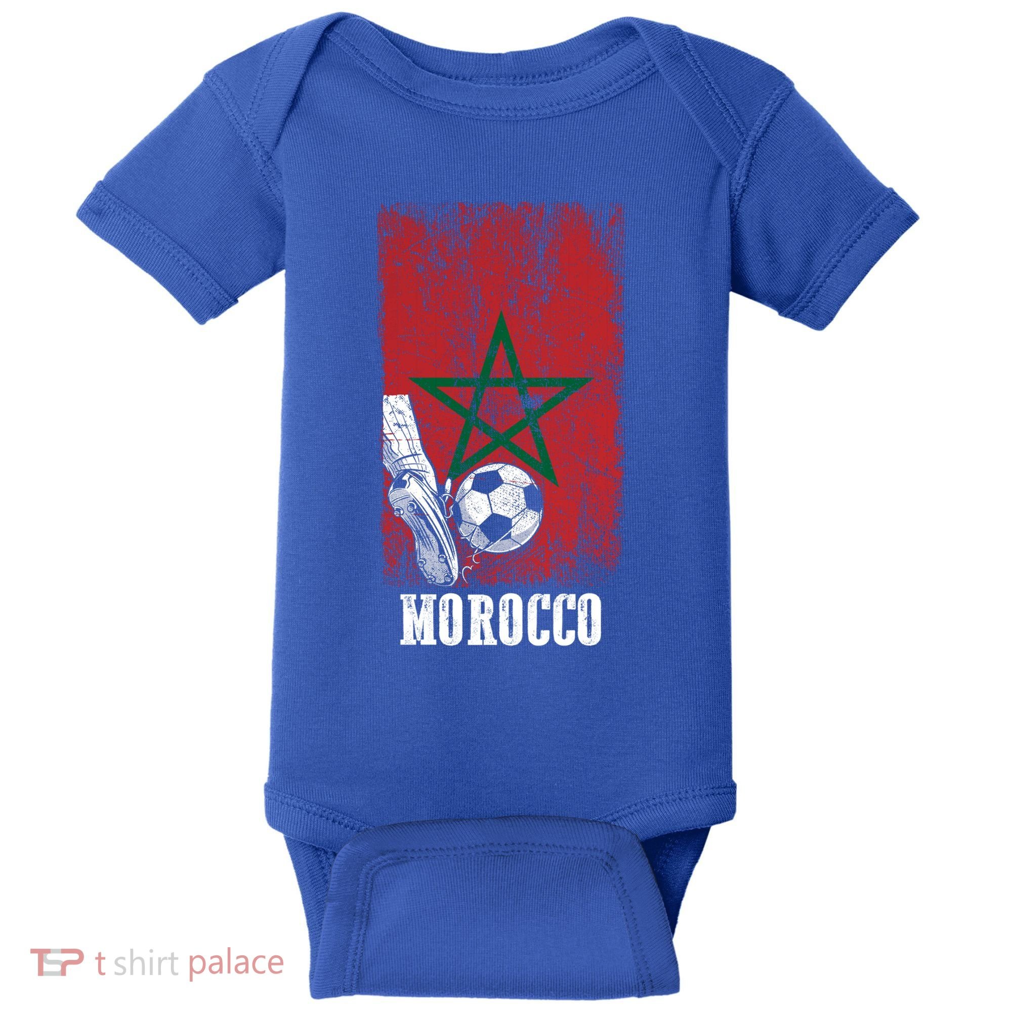 Patriotic Moroccan Soccer Player Morocco Flag Soccer Ball Gift Baby Bodysuit