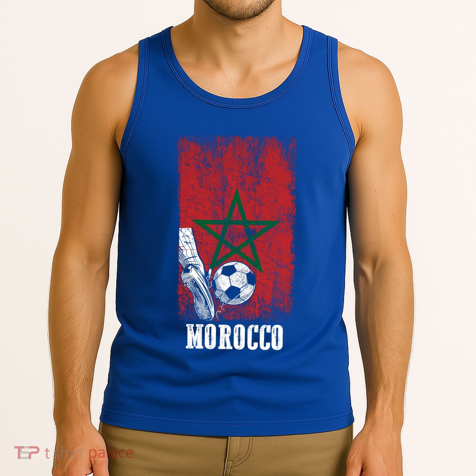 Patriotic Moroccan Soccer Player Morocco Flag Soccer Ball Gift Tank Top