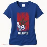 Patriotic Moroccan Soccer Player Morocco Flag Soccer Ball Gift Women's T-Shirt thumb 0