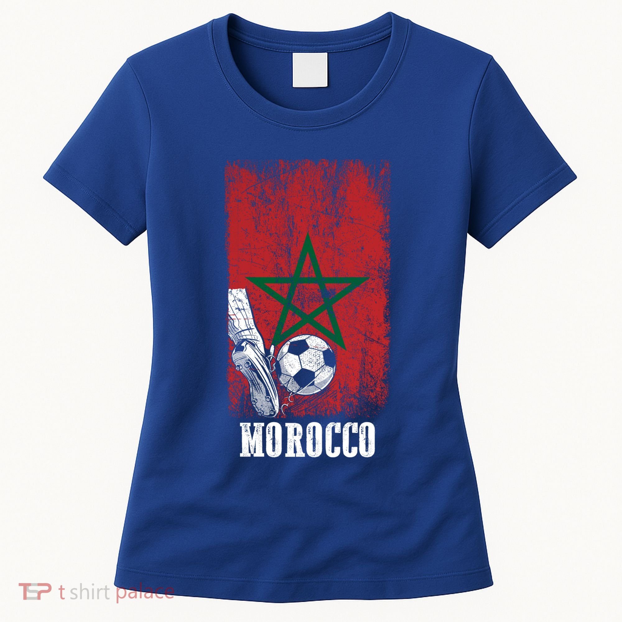 Patriotic Moroccan Soccer Player Morocco Flag Soccer Ball Gift Women's T-Shirt
