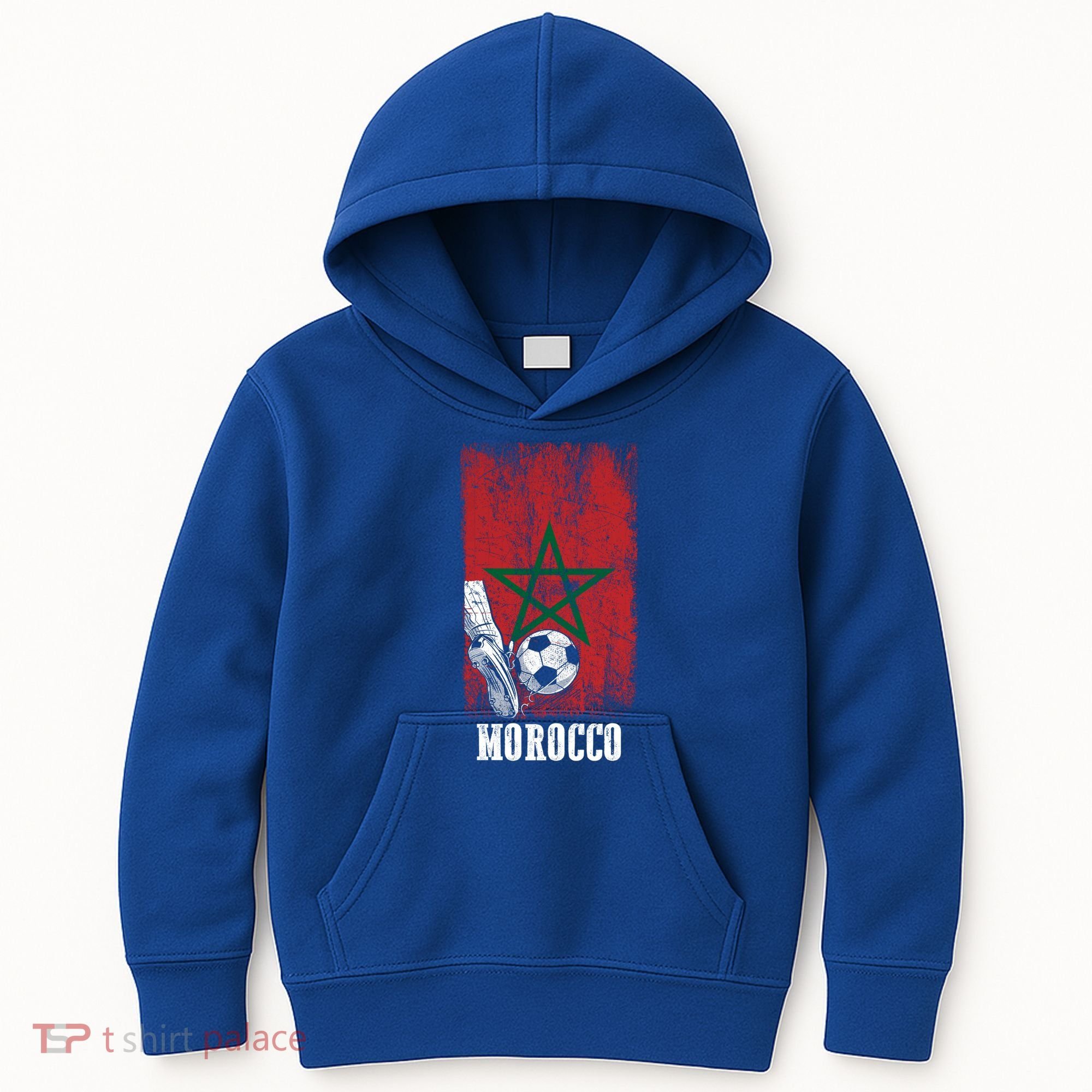 Patriotic Moroccan Soccer Player Morocco Flag Soccer Ball Gift Kids Hoodie
