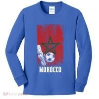 Patriotic Moroccan Soccer Player Morocco Flag Soccer Ball Gift Kids Long Sleeve Shirt thumb 0