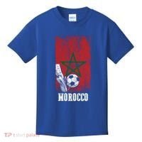Patriotic Moroccan Soccer Player Morocco Flag Soccer Ball Gift Kids T-Shirt thumb 0