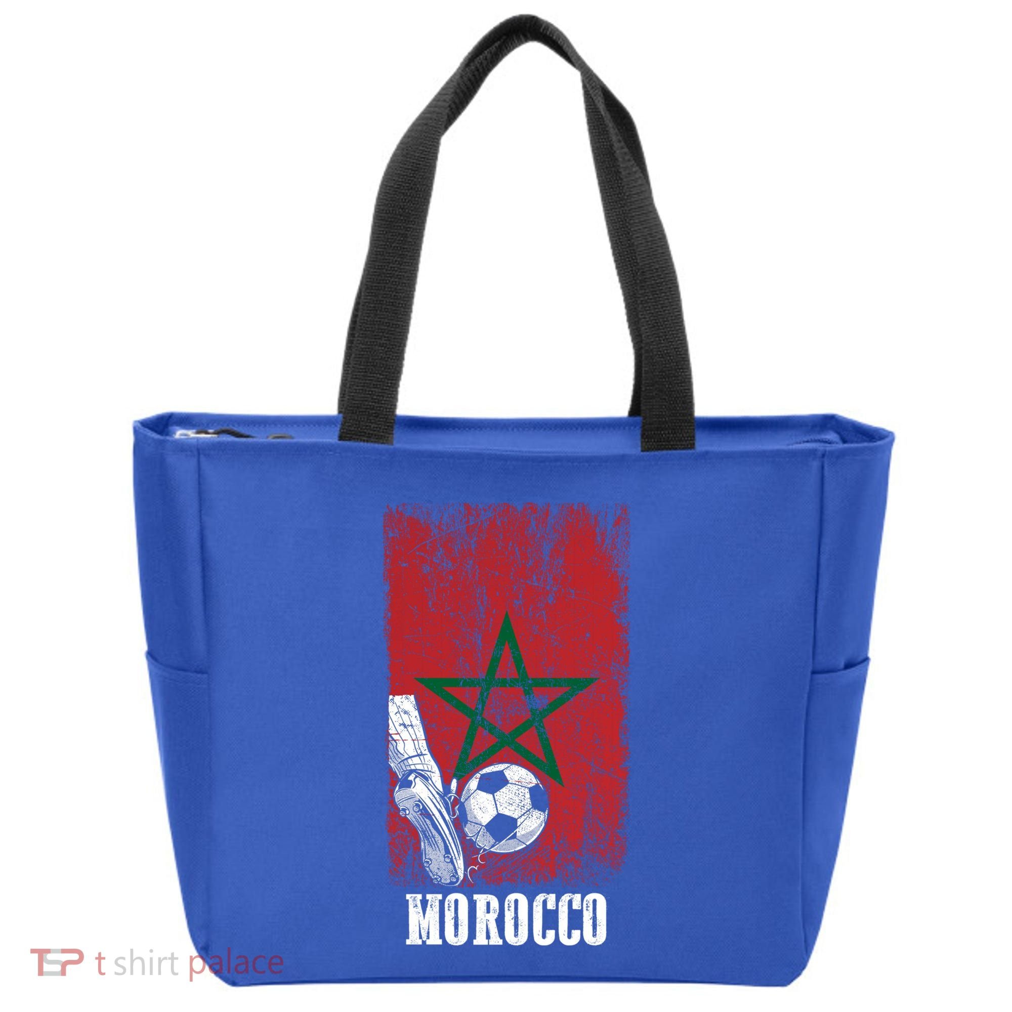 Patriotic Moroccan Soccer Player Morocco Flag Soccer Ball Gift Tote Bag